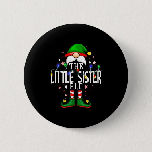 The Little Sister Elf Christmas Family Pajama Part Button (Vorderseite)
