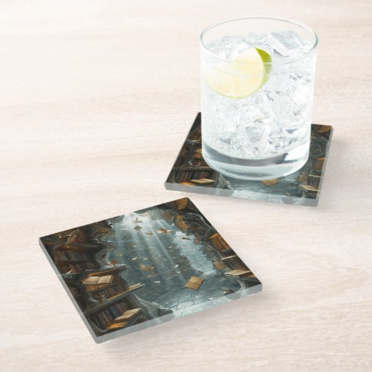 The Living Library Glasuntersetzer (Schrägansicht)