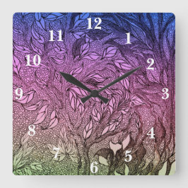 The Living Tree Night Clock Quadratische Wanduhr