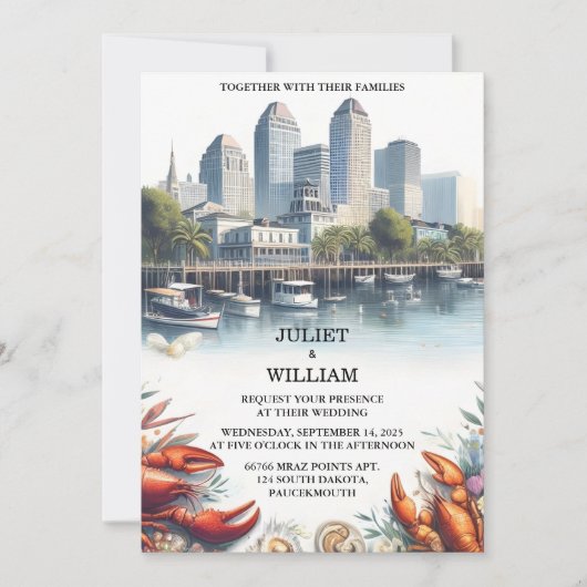 The Lobster Beach Ocean Summer New Orleans Wedding Einladung (Vorderseite)