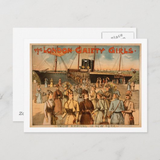 The London Gaiety Girls "Ankunft nach New York" Postkarte (Vorne/Hinten)