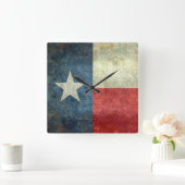 The Lone Star Flag Quadratische Wanduhr (Zuhause)