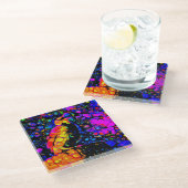 The Lonely Bird 4: Liquid Art Style Glasuntersetzer (Schrägansicht)