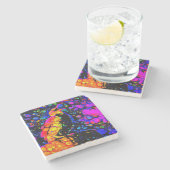 The Lonely Bird 4: Liquid Art Style Steinuntersetzer (Seitenansicht)