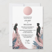 The Long Tulle Regal Royal Glam Blush Pink Wedding Einladung (Vorderseite)