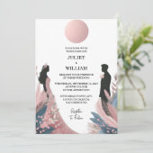 The Long Tulle Regal Royal Glam Blush Pink Wedding Einladung (Stehend Vorderseite)