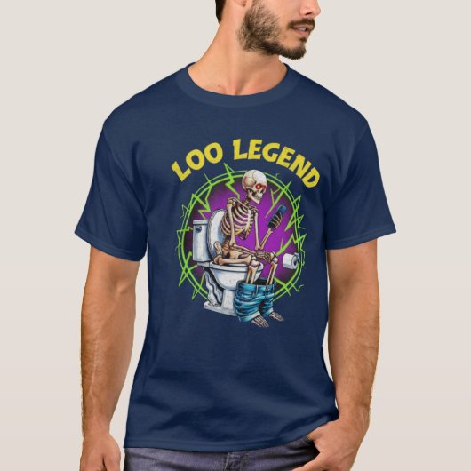 The Loo Legend Skeleton on Toilet Graphic T-Shirt (Vorderseite)