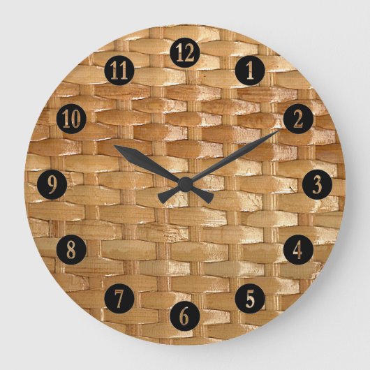 The Look of Lacquer Wicker Basketweave Große Wanduhr (Vorderseite)