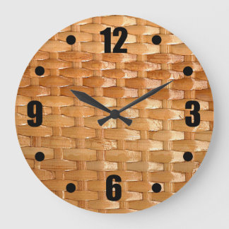 The Look of Lacquer Wicker Basketweave Große Wanduhr