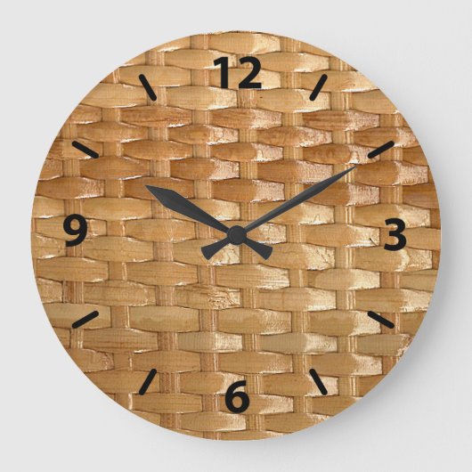 The Look of Lacquer Wicker Basketweave Große Wanduhr (Vorderseite)