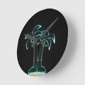 The Look of Neon Lit Up Tropical Palm Trees Runde Wanduhr (Winkel)