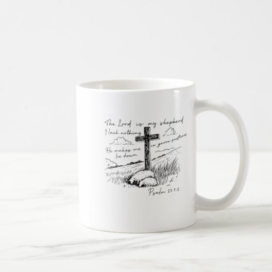 The Lord Is My Shepherd Psalm 23 Cross Meadow Kaffeetasse (Rechts)