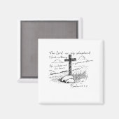 The Lord Is My Shepherd Psalm 23 Cross Meadow Magnet (Vorderseite/Rückseite)