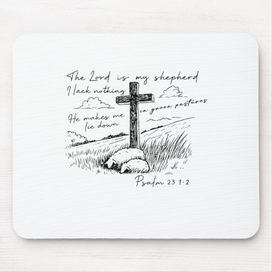 The Lord Is My Shepherd Psalm 23 Cross Meadow Mousepad (Vorne)