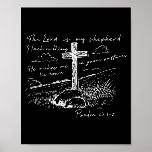 The Lord Is My Shepherd Psalm 23 Cross Meadow Poster (Vorne)