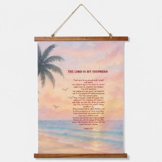 The Lord Is My Shepherd Psalm 23 Sunset Beach  Wandteppich Mit Holzrahmen