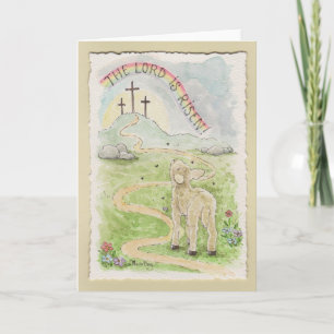 The Lord Is Risen Easter Card with Lamb Karte
