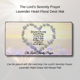 The Lord’s Serenity Prayer Lavender Heart Floral Schreibtischunterlage