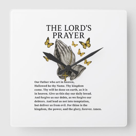 The Lord's Prayer Quadratische Wanduhr (Vorderseite)