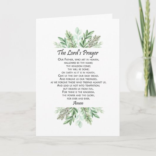 The Lord's Prayer with Greenery ~ Matthew 6:9-13 Karte (Vorderseite)