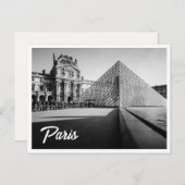 The Louvre Black & White Paris Foto Postcard Postkarte (Vorne/Hinten)