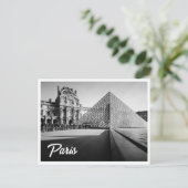 The Louvre Black & White Paris Foto Postcard Postkarte (Stehend Vorderseite)