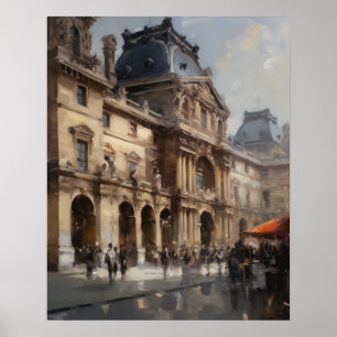 The Louvre Paris France Landscape Art Print Poster