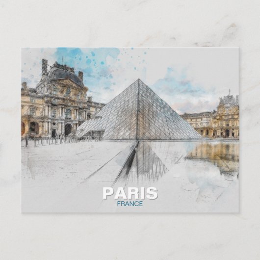 The Louvre Paris Postcard - Vintage Retro-Reise Postkarte (Vorderseite)