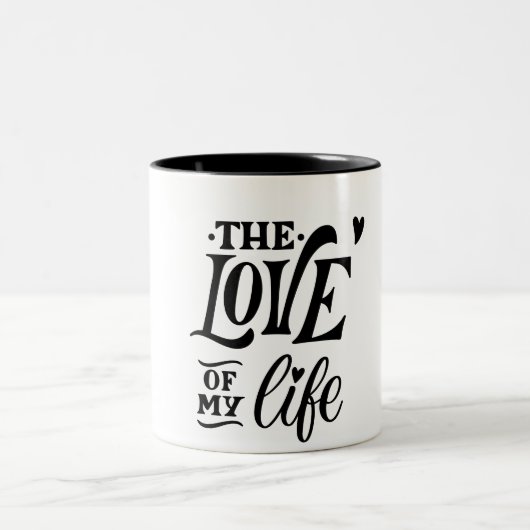 The Love of My Life – Romantic Typography Design Zweifarbige Tasse (Mittel)