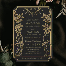 The Lovers Mystical Black Gold Tarot Card Wedding Einladung