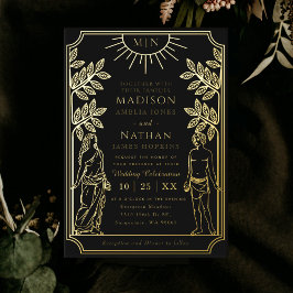 The Lovers Mystical Black Gold Tarot Card Wedding Folieneinladung