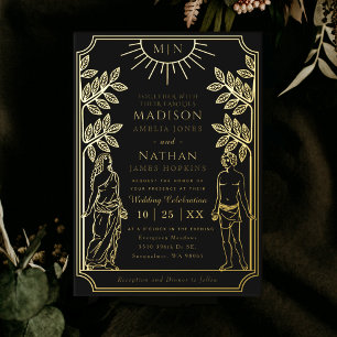 The Lovers Mystical Black Gold Tarot Card Wedding Folieneinladung