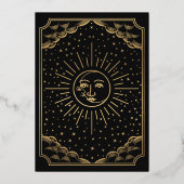 The Lovers Mystical Black Gold Tarot Card Wedding Folieneinladung (Rückseite)