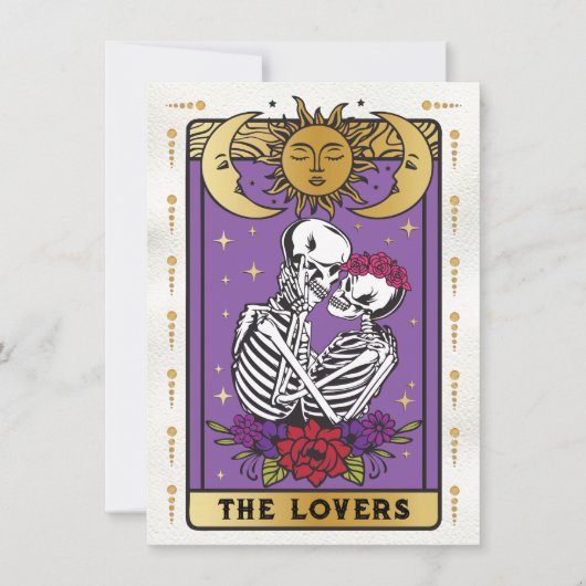 The Lovers Skeleton Couple Gothic Wedding Tarot Einladung (Vorderseite)