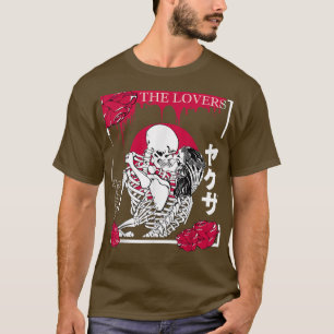 The Lovers Skeletons Japanisches Kanji Rote Blume  T-Shirt