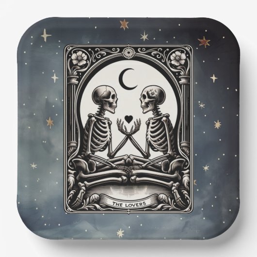 The Lovers Tarot Card Celestial Wedding Pappteller (Vorderseite)