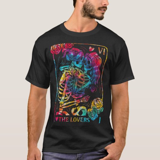 The Lovers Tarot Card Gothic Occult Kissing Skelet T-Shirt (Vorderseite)