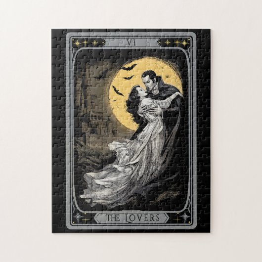 The Lovers Tarot Card – Gothic Vampire Dracula and Puzzle (Vertikal)