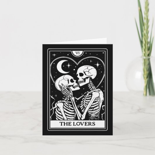 The Lovers Tarot Card - Küssen von Skeletten - Hal Karte (Vorderseite)