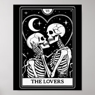 The Lovers Tarot Card - Küssen von Skeletten - Hal Poster