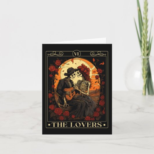 The Lovers Tarot Card Skelett Valentine Gothic Ha Karte (Vorderseite)