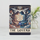 THE LOVERS Tarot Celestial Man & Woman Verlobung Einladung (Stehend Vorderseite)