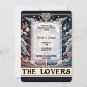 THE LOVERS Tarot Celestial Man & Woman Verlobung Einladung (Rückseite)