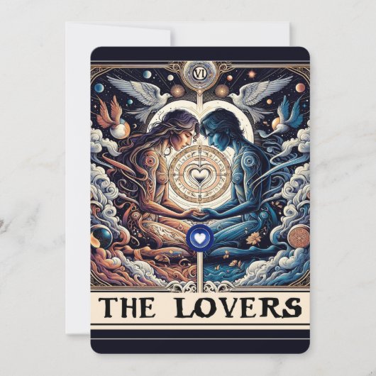 THE LOVERS Tarot Celestial Man & Woman Verlobung Einladung (Vorderseite)