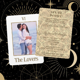 The Lovers Tarot Gold Foto Hochzeit Einladung