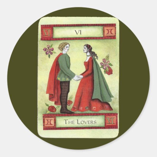 "The Lovers"-Tarot Runder Aufkleber (Vorderseite)