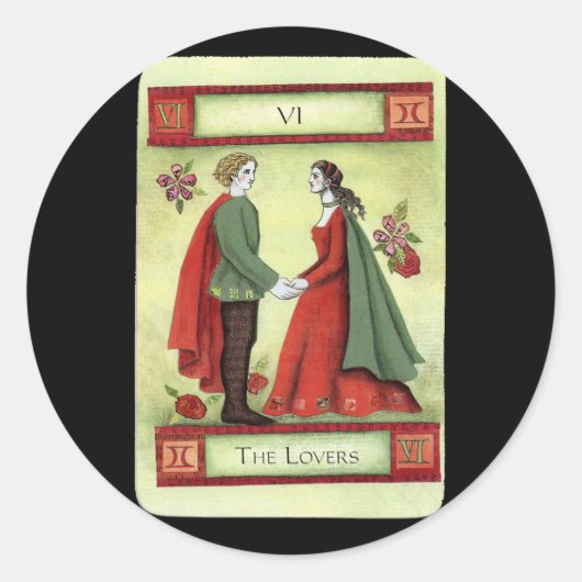 "The Lovers"-Tarot Runder Aufkleber (Vorderseite)