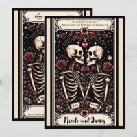 THE LOVERS Tarot Skeleton Liebe Rote Rosen Hochzei