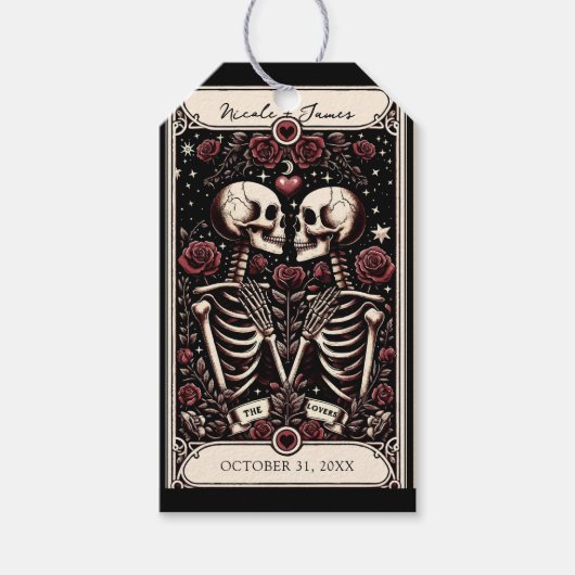 THE LOVERS Tarot Skeleton Liebe Rote Rosen Hochzei Geschenkanhänger (Vorderseite)
