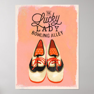 "The Lucky Lady Bowling Alley" Coole Retro Art Poster